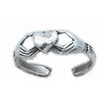 Vivana UK Silver Adjustable Open Ended Toe Pinkie Half Finger Ring Claddagh Friendship hands Heart