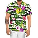 Kmdwqf Mens Spring Summer Casual Floral Beach Tropical Casual Button Down Short Sleeve Shirts Plus Size Formal Tops for Weddings Long Blouses Teacher Gifts for Men Ski Snow Sale Promotion