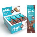 Phab Protein Bars Chocolate Brownie with 21g Protein, 8g High Fibre & 0 Added Sugar 100% Vegetarian | Healthy & Tasty Protein bar | Trans Fat-Free & No Preservatives Protein bars (Pack of 12 x 65g)