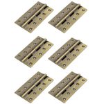 Brass Hinges 5 inch | Super 5inch x 1.1/8 x 5/32 Brass Antique Premium Hinges | Soft Close Smooth Hinges (Pack of 6) | Antique Screws Incuded