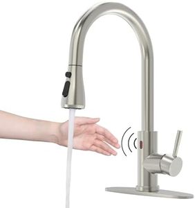 Smart Touchless Faucet for Kitchen Sink: MSTJRY Motion Sensor Activated Kitchen Faucet with Pull Down Sprayer - Brushed Sliver Sink Faucet Hands-Free Single Handle 1/3 Hole Deck Plate