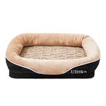 Ultra Large Black and Brown Memory Foam Dog Bed Orthopaedic Dog Beds Ideal Dog Cushion for Crates Machine Washable Cover Luxury Soft Snuggly Couch Bed Orthopedic Dog Beds Mattress Sofa Plush Fleece