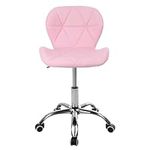 Youyijia Padded Office Chair Adjustable Desk Chair Computer Chair with Wheels and Lift Chrome Legs for Home Bedrooms Pink