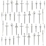 Sword Bookmark 40 Pcs, Windspeed Silver Antique Swords Bookmark for Men Ancient Sword Pens Set for Book Lovers DIY Craft Supplies