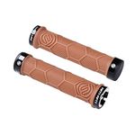 FIFTY-FIFTY Double Lock-On Mountain Bike Grips, Bicycle Handlebar Locking Grips, Non-Slip MTB Handle Grips (Brown)