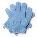 Exfoliating Gloves - Natural Bamboo Shower Gloves - Bath and Body Exfoliator Mitts - Scrubs Away Ingrown Hair and Dead Skin - Eco Microfibre Bath Glove (Blue)