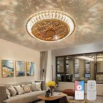 Ceiling Fan with Lamp, Crystal Ceiling Fan with LED Light, 72W Modern LED Dimmable Ceiling Light,Adjustable Wind Speed, with Remote Control,Restaurant Bedroom Decoration Indoor Fan Lighting