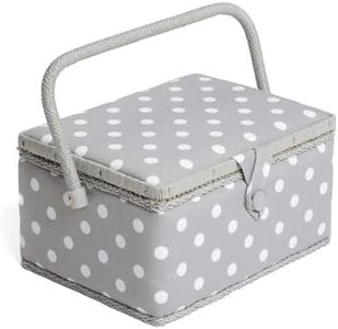 Hobby Gift MRM/137 | Medium Sewing Basket Grey Spot Design