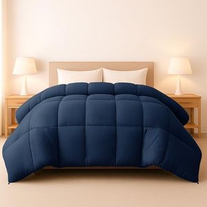 Lux Decor Collection King Comforter - Quilted Duvet Insert with Corner Tabs - Box Stitched Down Alternative Comforter - All Season Duvet Insert (King, Navy)…