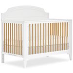 Dream On Me JPMA & Greenguard Gold Certified Milton 5-in-1 Convertible Crib Made with Sustainable New Zealand Pinewood in White and Natural, Non-Toxic Finish