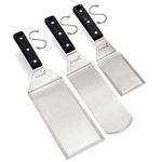 Griddle Spatula Set - Stainless Steel Metal Spatula and Griddle Scraper - Heavy Spatula Griddle Accessories Great for Cast Iron Griddle BBQ Flat Top Grill - Commercial Grade