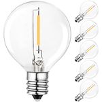 BRIMAX E12 Edison Screw Bulb,G40 LED Bulbs Outdoor,1W E12 Led Globe G40 Bulbs,10W Equivalent, 2200k Warm White, Non-Dimmable,G40 LED Replacement Bulbs for Festoon Lights Outdoor, 6 Pack