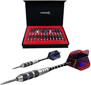 WINSDART Darts Metal Tip Set Professional Metal Darts for Dartboard Steel Tip Darts with Nonslip Iron Barrel Aluminum Dart Shafts,Extra Flights,Dart Sharpener,Gift Box