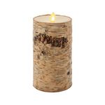 Darice 10014347 Luminara Unscented Flameless Pillar Candle Embedded with Birch - 4 X 7", Brown