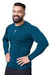 FUAARK Men's Full Sleeve Compression T-Shirt - Athletic Base Layer for Fitness, Cycling, Training, Workout, Tactical Sports Wear (Large, Teal)