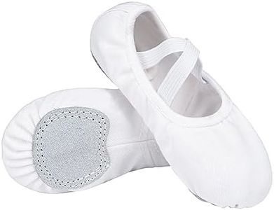 Stelle Ballet Shoes Toddler Slippers Highly Elastic Canvas Girls Ballerina Dance Shoes for Toddler/Little Kid/Big Kid/Women(White,11MT)