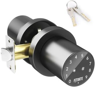 FITNATE Keypad Door Knob, Touch-Screen Digital Door Lock for Keyless Entry, Electronic Door Lock with Spare Keys, Easy to Operate and Install,15 User Passcode for Bedroom, Home and Office,Black