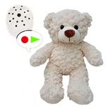 Little Crinkle Cream Teddy with 60 Second Voice Recorder - 10"/25cm - Recordable Teddy Bear Gift - Baby Heartbeat Bear