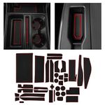 CupHolderHero fits Ford F150 Accessories 2021-2023 Premium Custom Interior Non-Slip Anti Dust Cup Holder Inserts, Center Console Mats, Door Pocket Liners 38pc Set (Bucket SuperCrew) (Red Trim)