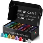 ROSSO CAFFÈ Espresso Coffee Pods, Compatible with Nespresso Original Machines, Reserve Variety Pack, 80 Capsules - Made in Italy