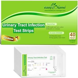 Easy@Home Urinary Tract Infection Test: 40 Pack UTI Test Strips Urinalysis Dip Stick Kit, Urine Testing Nitrites Leukocytes 2 Parameters, Individually Wrapped UTIs Tests