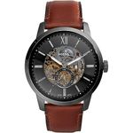 Fossil Watch for Men 48 mm Townsman, Automatic Movement, 48 mm Smoke Stainless Steel Case with a Leather Strap, ME3181