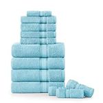 LANE LINEN Luxury Bath Towels Set - 12 Piece Set, 100% CottonBathroom Towels, Zero Twist, Shower Towels, Extra Absorbent Bath Towel, Super Soft, 4 Bath Towels, 4 Hand Towels, 4 Wash Cloths - Blue