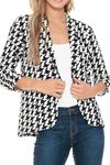MINEFREE Women's 3/4 Ruched Sleeve Lightweight Work Office Blazer Jacket (S-3XL), Houndstooth, Medium