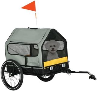 Aosom 3 in 1 Dog Bike Trailer, Pet Cargo, Pet House with Safety Leash, Hitch, Quick-Release Wheels, Flag, Reflectors, Cushion, Dog Wagon for Small Dogs, Grey