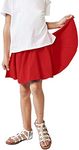 FRAULEIN Girls Kids Flared Skirts with Attached Inner Shorts (7 Years - 8 Years, Red)