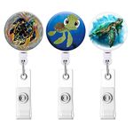 Cute Turtle Badge Reel, Retractable Badge Name Holder with Alligator Clip Badge ID Holder for Doctor, Nurse(3pack Cute Turtle)