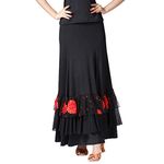 segolike Flamenco Dance Skirt Ballroom Practice Dress - Black+Red, as described