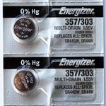 2PC Energizer 357 303 D303, D357, D303/357, GS13, 228, 280-62 Silver Oxide Battery - Made in U.S.A.