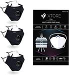 Xtore FDA CE Certified Anti pollution Cotton Reusable Washable N95 Cloth Mask for Unisex (Pack of 3 , 3 filters, Black)