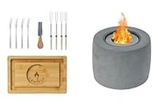 Luminae Concrete Tabletop Fire Pit, Tabletop Fire Pit with Smores Maker Set, Portable Fire Pit, Outdoor Indoor Tabletop Firepit, Mini Tabletop Fireplace, Tabletop Decor and Home Patio Gifts for Women