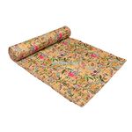 Kirti Textile and Handicraft Hand Made Cotton Patch Work Indian Kantha Quilt Bed Spread Blanket Queen Size Coverlet (Size 90” X 108”)