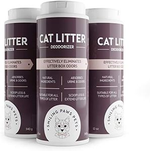 Smiling Paws Pets Organic Cat Litter Deodorizer - Kitty Litter Deodorizer, Box Scent Remover, & Moisture Absorber - 3-in-1 Odor Eliminator - 3-Pack