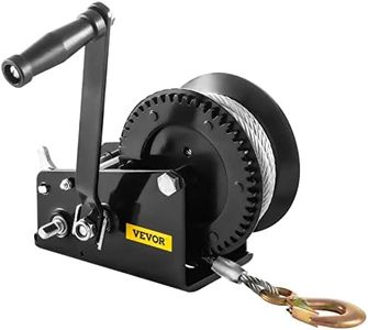 VEVOR Rope Crank, 3500 LBS Capacity Heavy Duty Hand Winch with 10 m(32.8 ft) Wire Cable and Alloy Hook, w/ 2-Gear Two-Way Manual Operated Ratchet, for ATVs Boats Trailers Trucks Auto Marine, Black