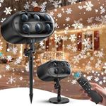 Christmas Projector Lights Outdoor 2024 Upgrade - Falling Vivid Snowflake 6 Bigger LED Waterproof & Adjustable Christmas Snowflake Projector Lights Indoor for Xmas Christmas Party