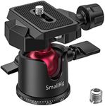 SMALLRIG Tripod Ball Head 360° Panoramic, Mini Ball Head with with 1/4" Screw 3/8" Thread Mount and Arca-Type QR Plate for Cameras, Tripods, Monopods, Phone, Gopro, Max Load 2kg - BUT2665