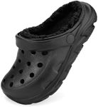 Kids Lined Clog Boys Girls Slip On Winter Slipper with Fur Black