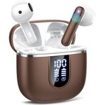 Wireless Earbuds, Bluetooth Headphones with Stereo Sound, IP7 Waterproof Deep Bass Stereo Earphones, Perfect for Sports, Work and Leisure, Brown