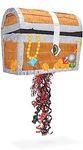 BLUE PANDA Treasure Chest Pinata - Pull String Pirate Pinata, Under the Sea, Adventure Themed Party Decorations (Small, 12x10x6.5 In)