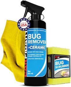 Bug and Tar Remover for Cars Exterior with Ceramic - Easily and Safely Clean Bug Splatter, Bird Poop from Paint, Plastic, Metal, Glass - Pre Wash for Car Detailing - 18 fl. Oz. with Scrubber Sponge