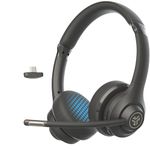 JLab Go Work 2nd Gen Wireless Headset with Microphone - 55+H PC Bluetooth Headset or USB C Dongle, Noise Cancelling Mic, Multipoint, On Ear Wired or Wireless Office Laptop Computer Headsets