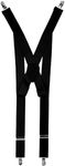 Vittorio Farina Adjustable Clip End Suspenders, Elastic Y-Back Suspenders (Black/Silver)