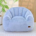 UODERS Bean Bag Chair, Faux Fur Beanbag Chairs for Kids & Adults, Shell-Shaped Comfy Floor Chair with Foam Filling for Reading and Living Room(Light Blue-L)