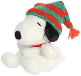 Aurora® Festive Peanuts® Palm Pals™ Snoopy Beanie Stuffed Animal - Classic Characters - Lasting Memories - White 5 Inches