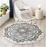 Jucoan 4Ft Round Cotton Area Rug, C