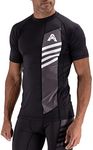 Anthem Athletics Reignite Jiu Jitsu Rash Guard Men – Short Sleeve, MMA, BJJ, No Gi, Grappling - G1 Black - Medium